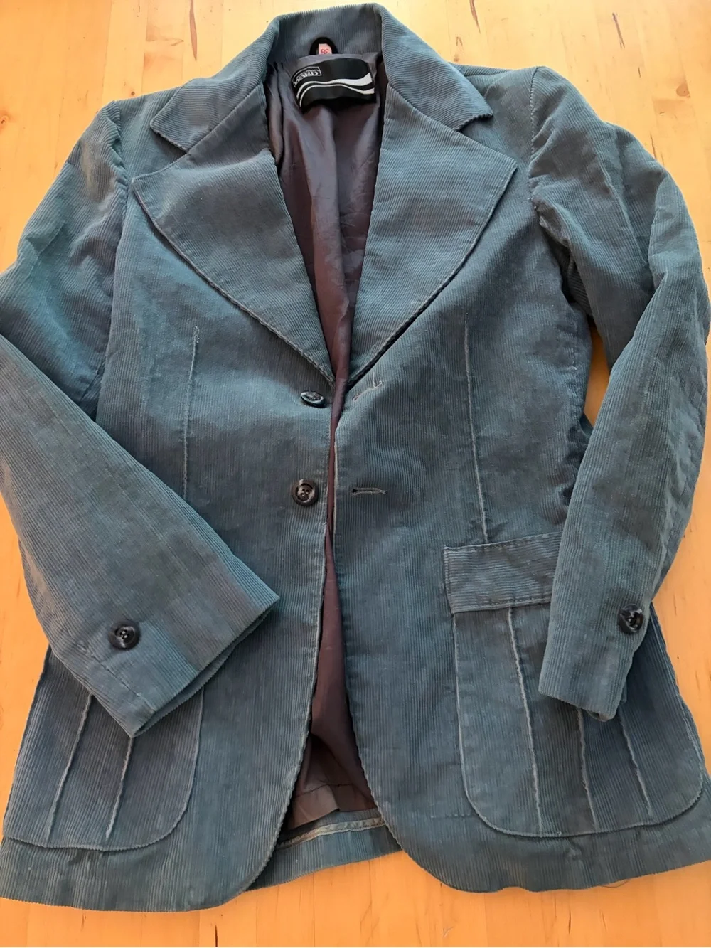 Corduroy Men’s  Blazer Jacket - Teal Blue Vntg Montgomery Ward